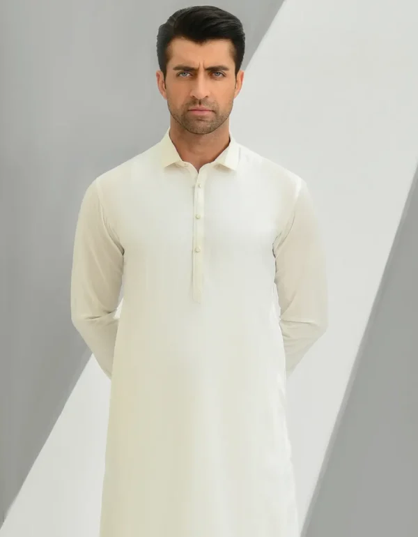 Off White Unstitched Soft Cotton Shalwar Kameez