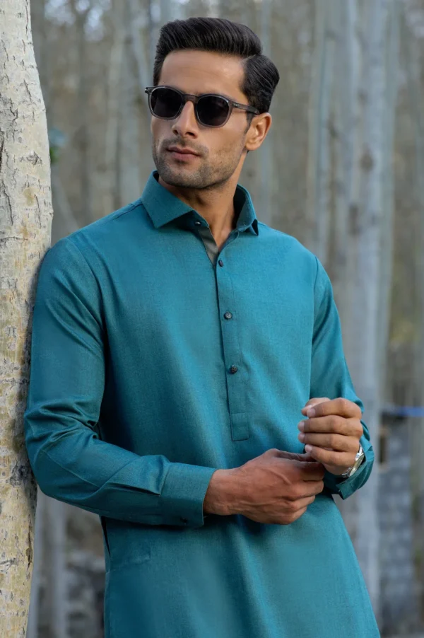 Sea-Green Unstitched Wash & Wear Shalwar Kameez - Image 2