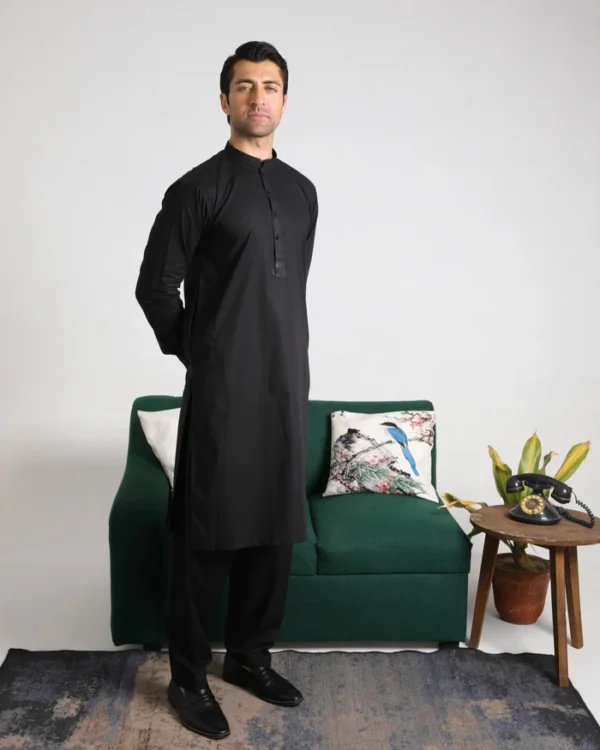 Black Unstitched Soft Cotton Shalwar Kameez