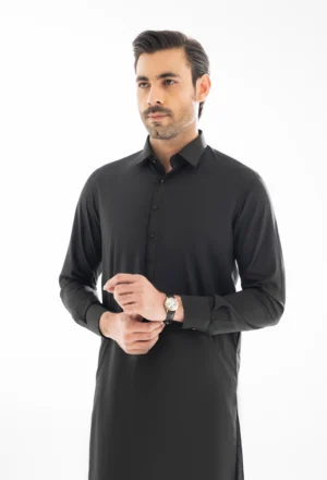 Jutt Black Unstitched Shalwar Kameez