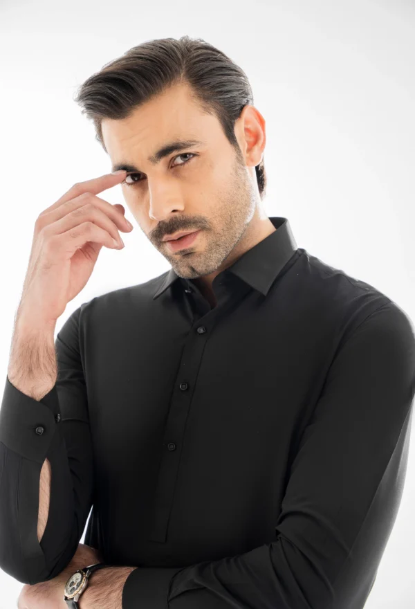 Black Unstitched Soft Cotton Shalwar Kameez - Image 2