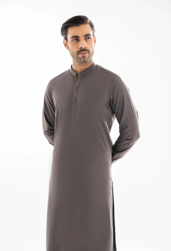 Cloud Grey Unstitched Wash & Wear Shalwar Kameez - Image 2