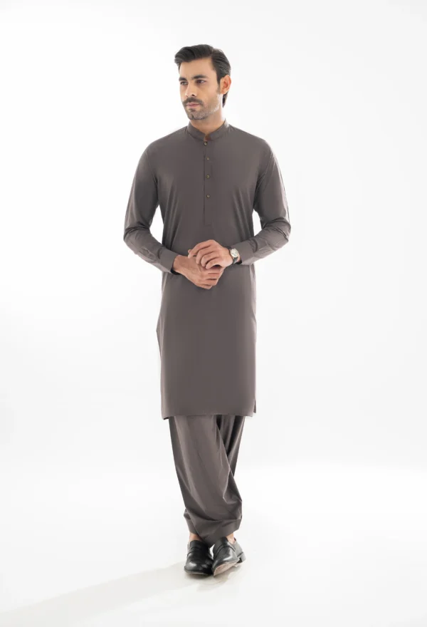 Cloud Grey Unstitched Wash & Wear Shalwar Kameez - Image 3