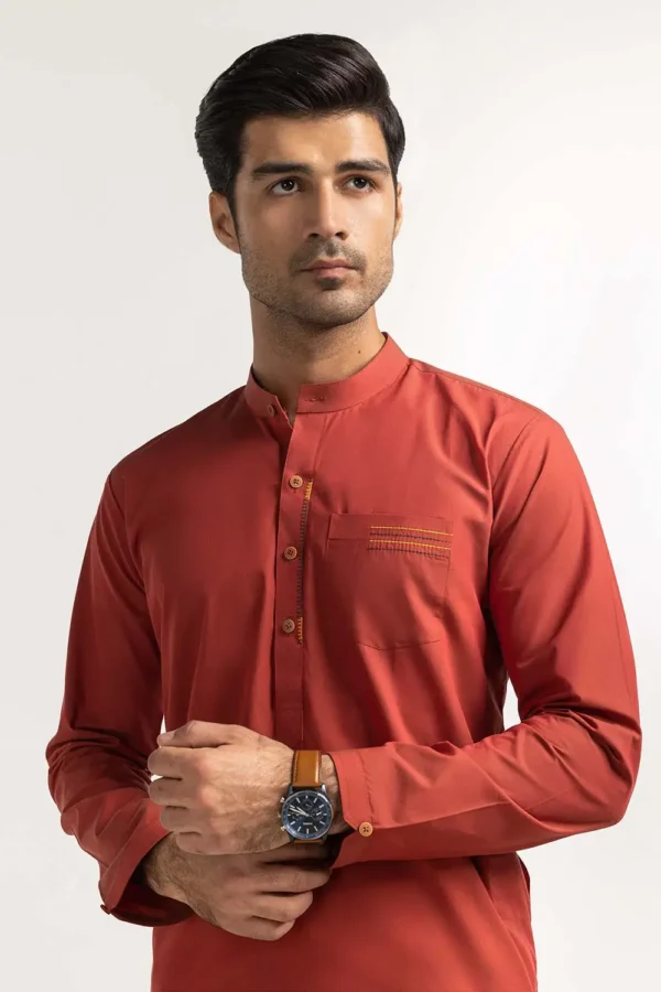 Crimson-Red Unstitched Wash & Wear Shalwar Kameez