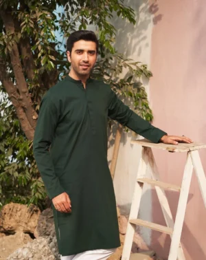 Leaf Green Unstitched Kurta pajama