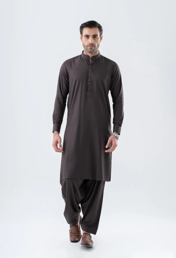 Deep Brown Unstitched Wash & Wear Shalwar Kameez