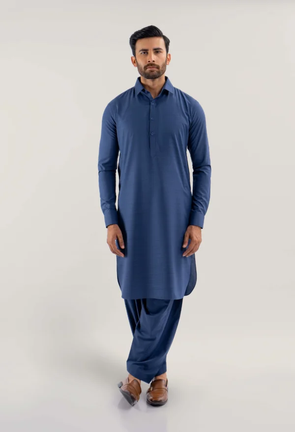 Deep Joy Blue Unstitched Wash & Wear Shalwar Kameez - Image 2