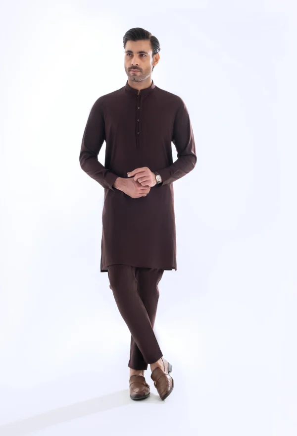 Deep Mehroon Unstitched Wash & Wear Shalwar Kameez - Image 2