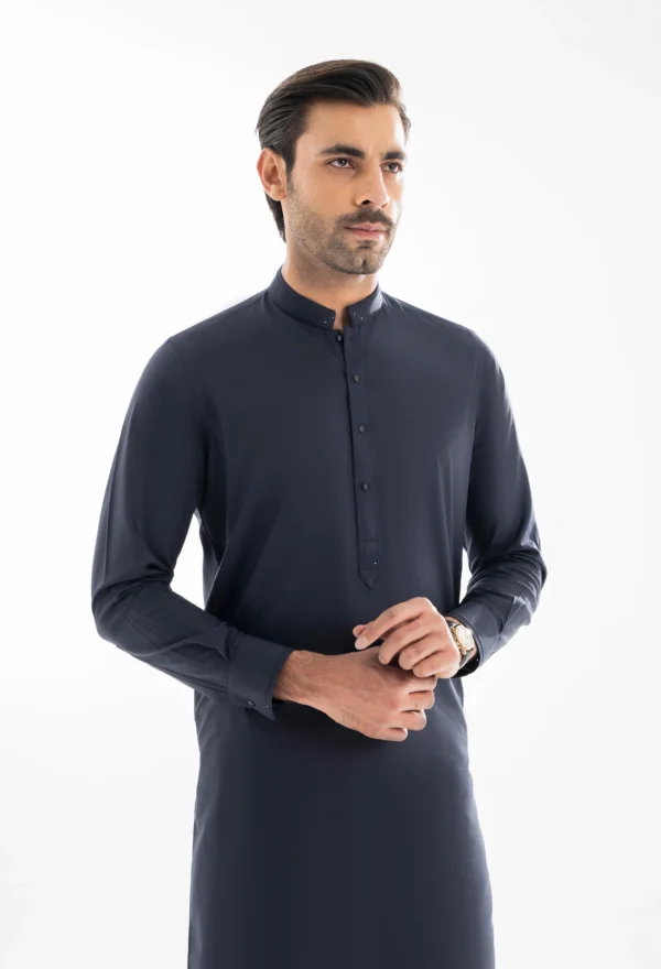 Deep Navy Blue Unstitched Wash & Wear Shalwar Kameez