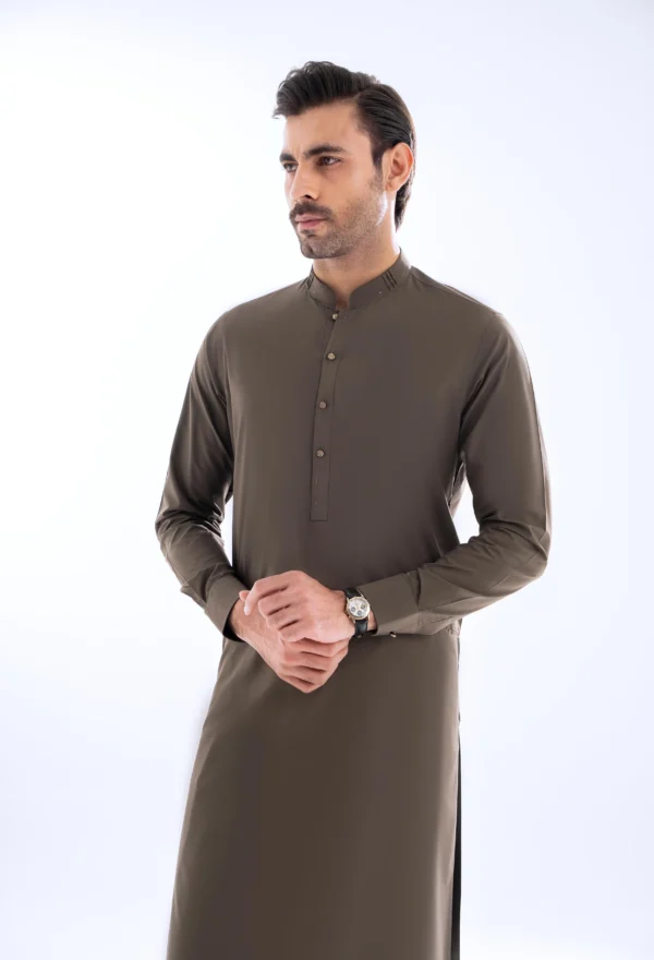 Dust Grey Unstitched Wash & Wear Shalwar Kameez - Image 2