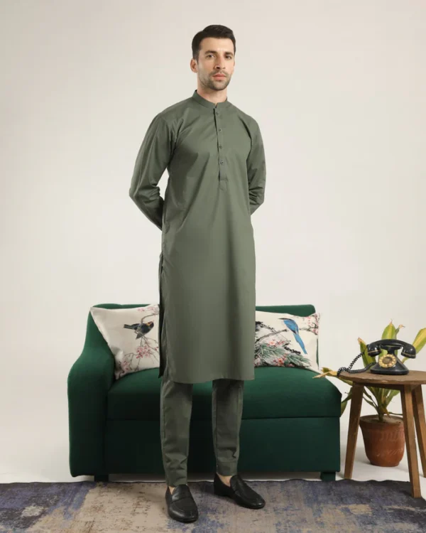 Leaf Green Unstitched Soft Cotton Shalwar Kameez