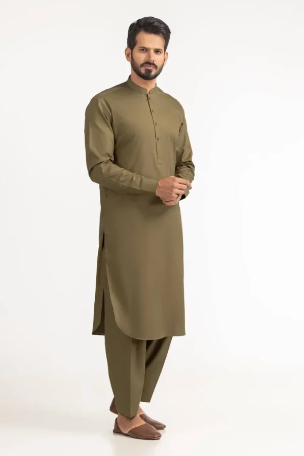 Mehndi colour Unstitched Wash & Wear Shalwar Kameez