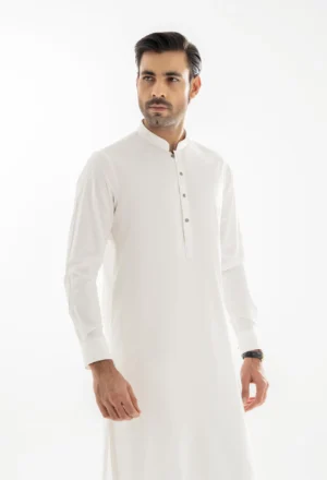 pure white wash & wear shalwar kameez