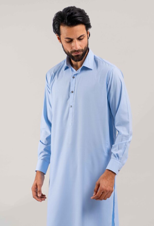 Sky Blue Unstitched Wash & Wear Shalwar Kameez - Image 2