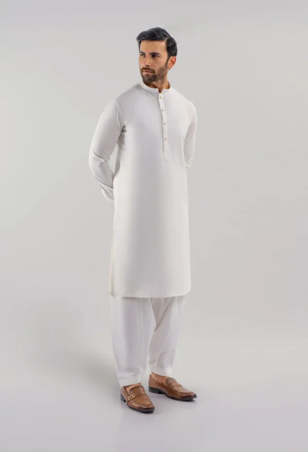 Pure White Unstitched Wash & Wear Shalwar Kameez - Image 2