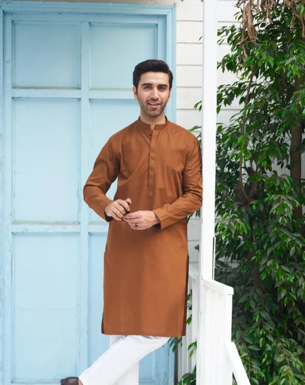 Camel  Unstitched Kurta pajama